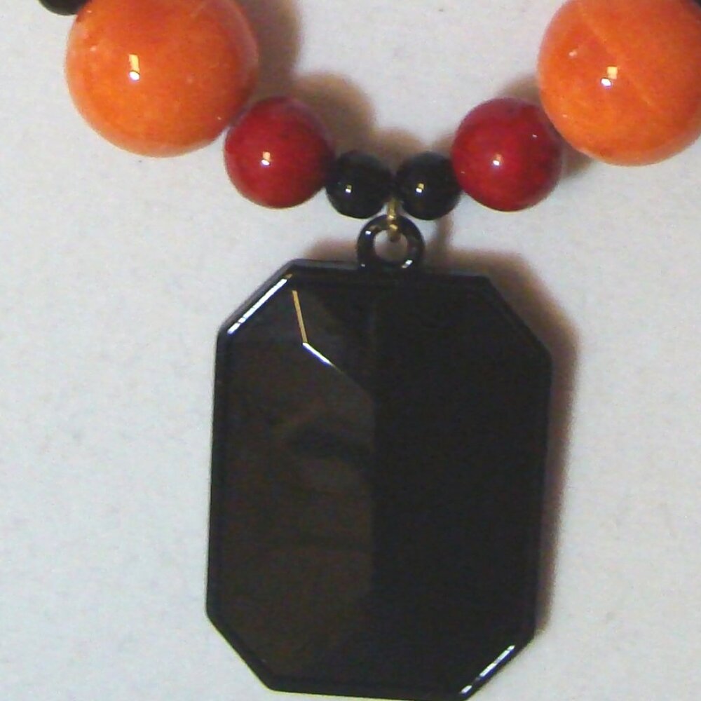 Custom Jewelry, Blk Rectangular Stone Pendant, Or… - image 2